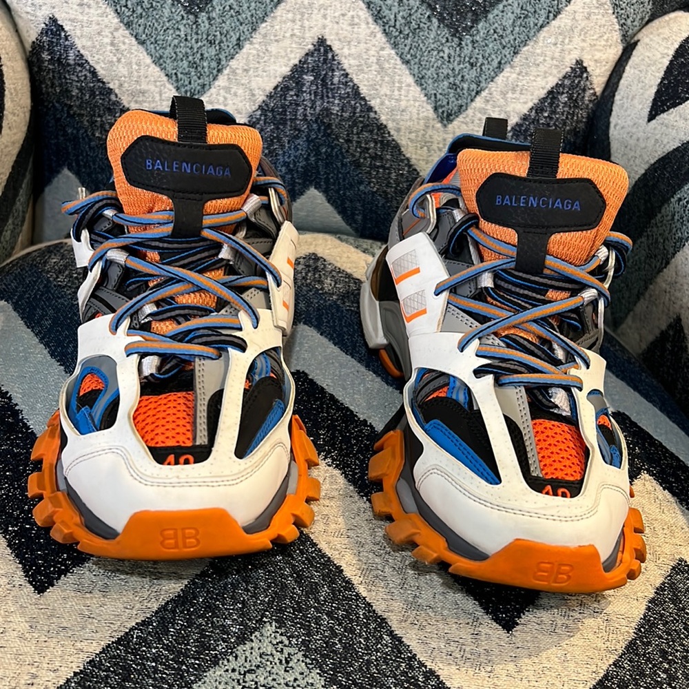 Balenciaga Men’s  Track Sneakers Orange Blue Size 7 EU 40  100% Authentic